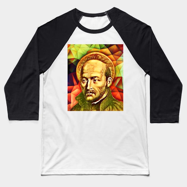 Ignatius of Loyola Snow Portrait | Ignatius of Loyola Artwork 15 Baseball T-Shirt by JustLit